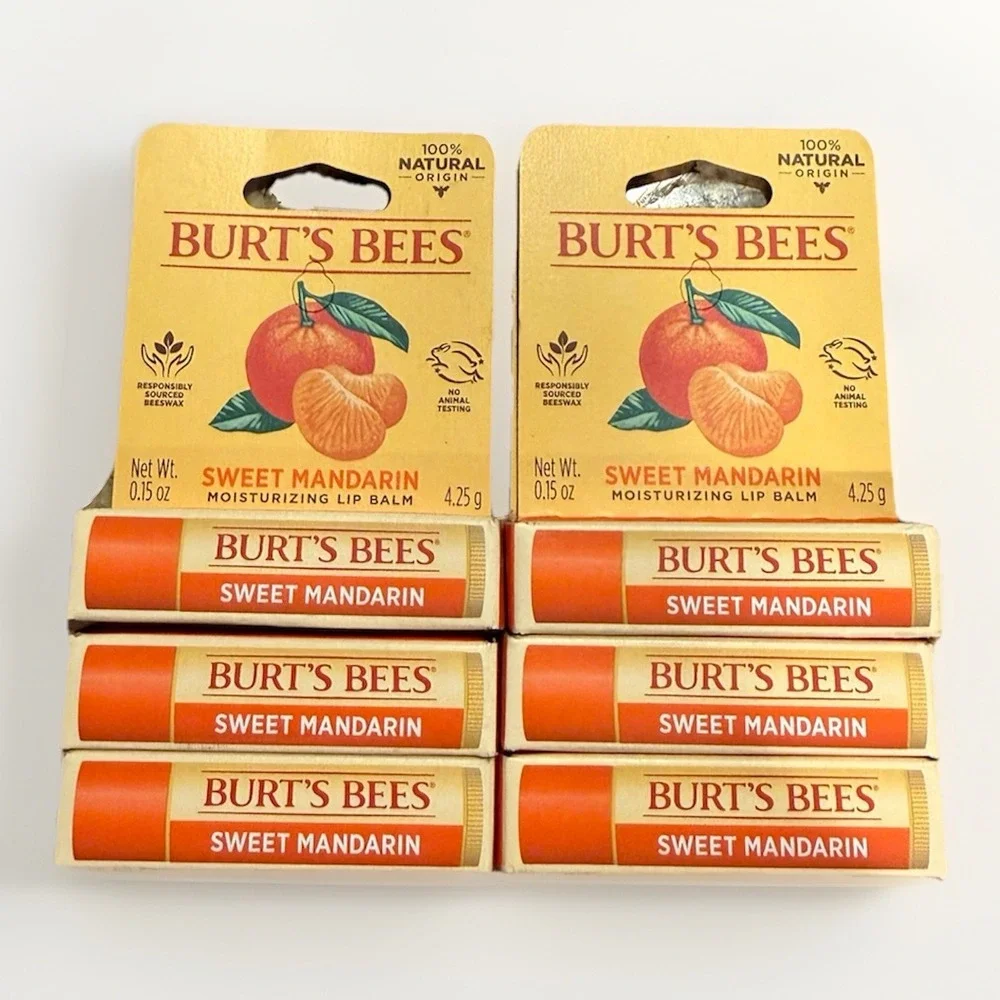 Burt's Bees Moisturizing Lip Balm SWEET MANDARIN 0.15 OZ‎ EACH (Lot Of 6)